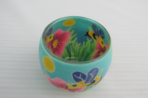 NEW FIMO Polymer Clay Covered Glass Globe Votive Candle Holder Bumble Bee - Picture 2 of 4