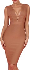 whoinshop Women's Deep V-Neck Backless Halter Bodycon Cocktail Party Bandage Dre