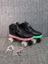 Rechargeable Led Lights Roller Skates- Size 9,/42, Black W/ 7 Flash Patterns