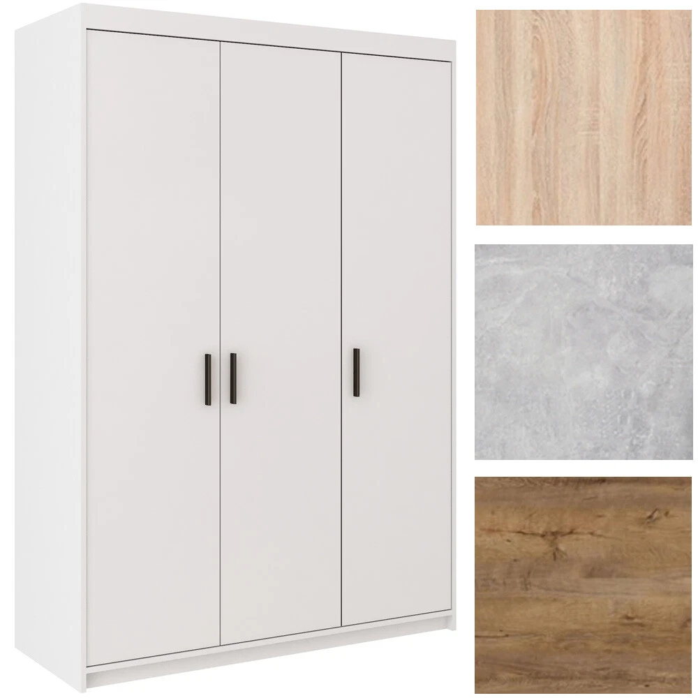3-türiger kleiderschrank schrank lena 3d 4 farben laminierte platte breite 133cm