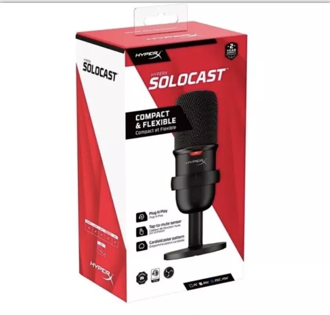 HyperX SoloCast USB Standalone Microphone for USB Content Creators/Gamers  New 196188049495