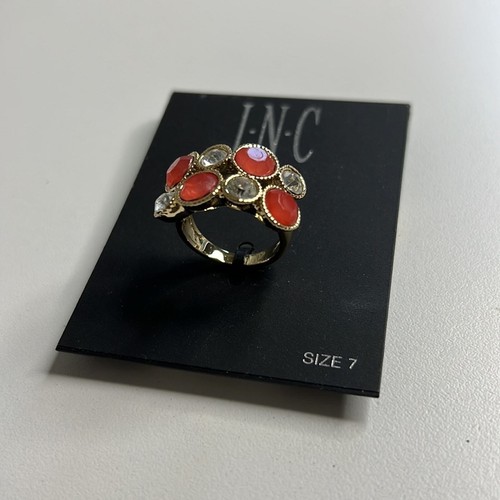 INC International Concepts Gold Ring w/ Silver & Coral Pink Gemstones, NWT!! - Picture 2 of 2