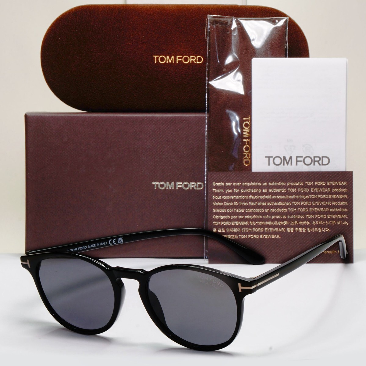 Tom Ford Sunglasses Polarised Black Round Grey FT1097-N TF 1097-N