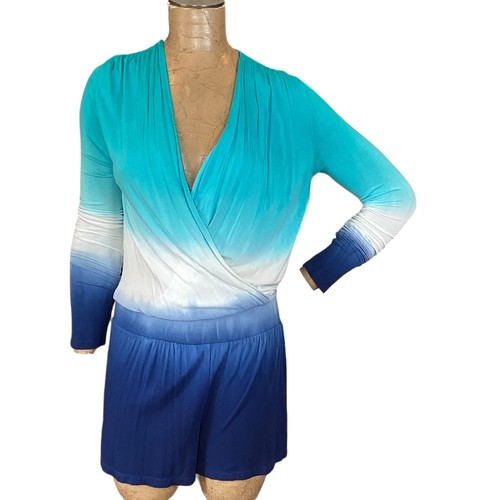 Young Fabulous & Broke Howell Romper Blue Ombre Surplice V-Neck XS 183i - Picture 2 of 10