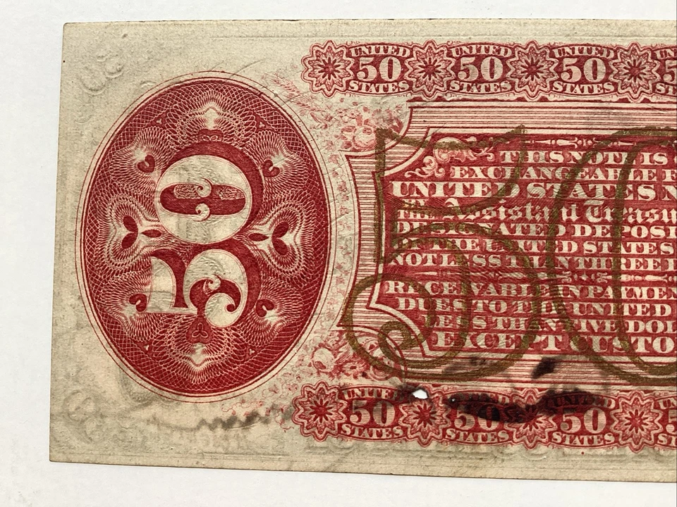 Rare Hand Signed #1355 Specimen 50c 3rd Issue Clear Margins High Grade Unc. - Image 3 of 4