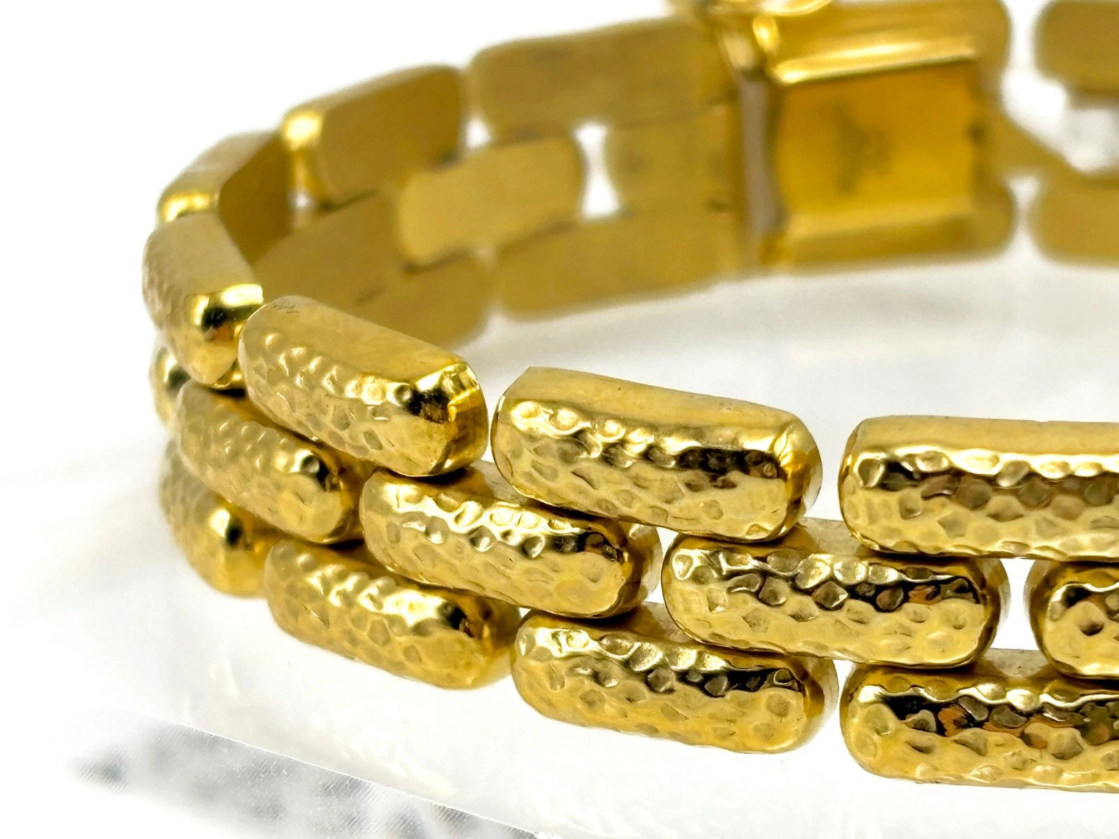 BELLEZZA Goldtone Bronze Hammered Stamato Panther-Link Chain Bracelet - NWT - product detail image 8