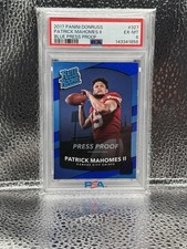 2017 Panini Donruss Patrick Mahomes II #327 Rated Rookie Blue Press Proof PSA 6