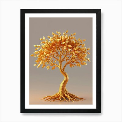 Golden Tree 1 Art Print Framed Wall Art Poster Canvas Print Picture