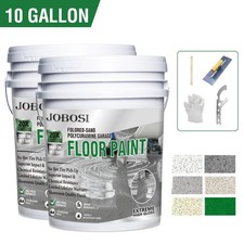 10 Gal Epoxy Sand Concrete Floor Paint, Self Leveling High Gloss Coating