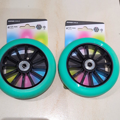  Scooter Rollen 125 mm Türkis/Schwarz Kunststoff 2er Set