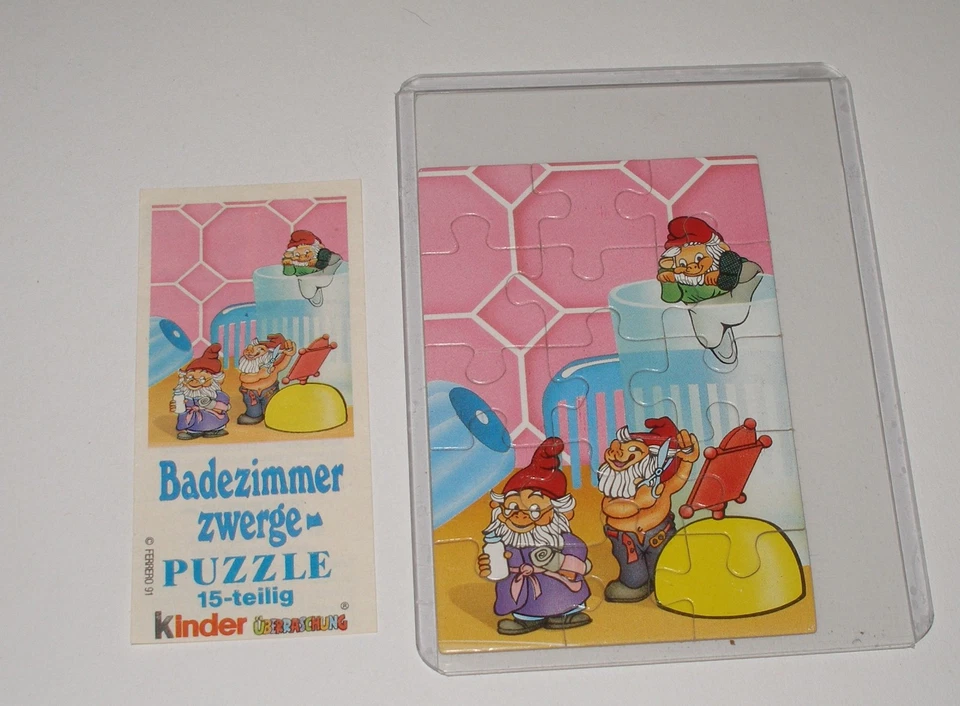Puzzle "Badezimmerzwerge" 1991 Oben Rechts mit Beipackzettel - Bild 1 von 1