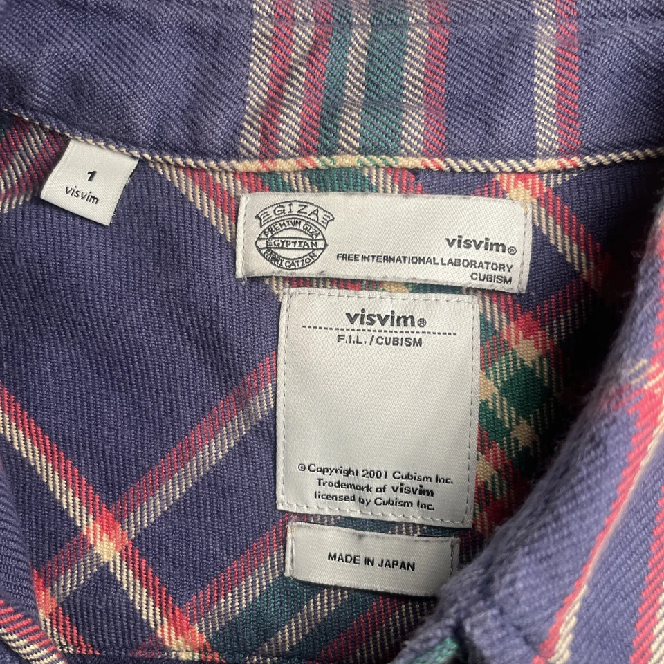 VISVIM F.I.L Cubism Flannel Shirt Made In Japan Sz 1 Small 100% Cotton Plaid - Image 3 of 4