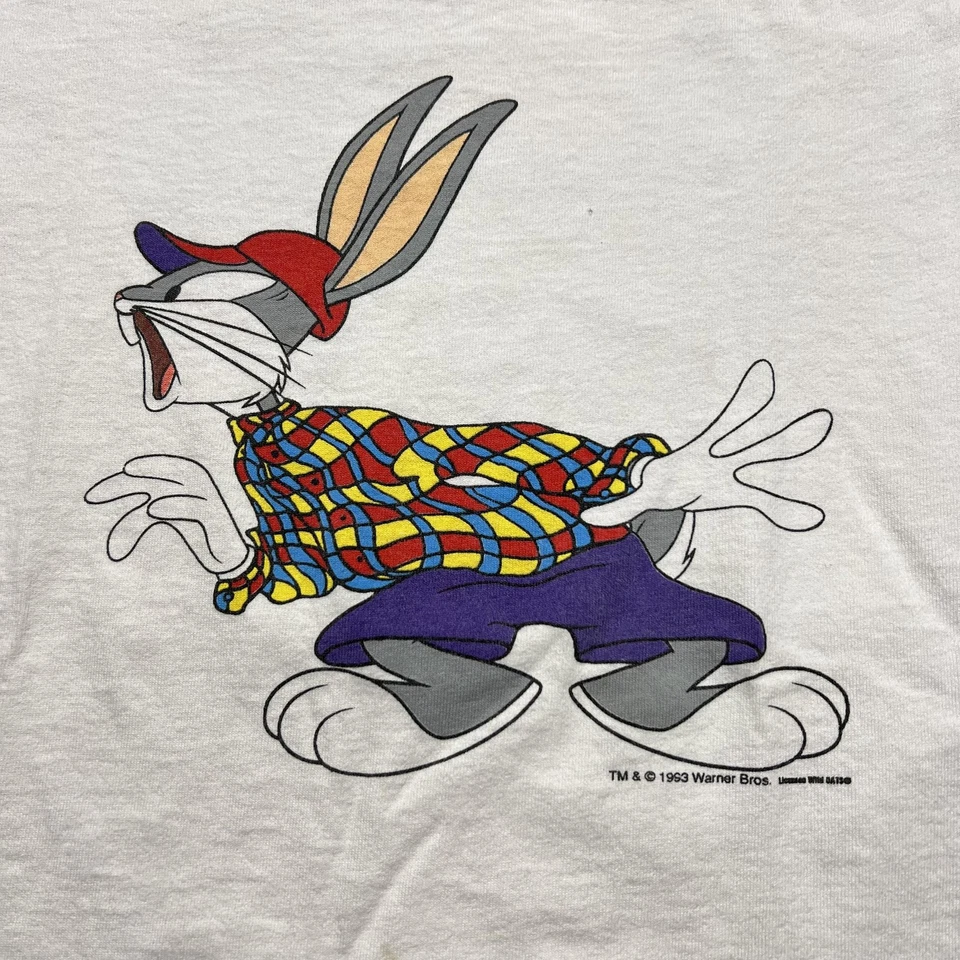 Camisa De Colección Bugs Bunny Juvenil Mediana Warner Bros 1993 Hip Hop Dibujos Animados Años 90 Camiseta Foto 4 de 4