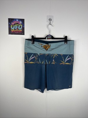 Billabong Boardshorts Herren W36 gestreift Tropical Surf Strand Kordelzug Vintage