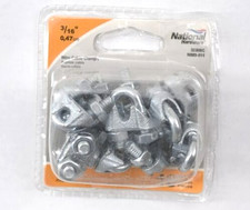 National Hardware Wire Cable Clamps 10PK Zinc Plated 3/16" U-Bolt Steel N889-014