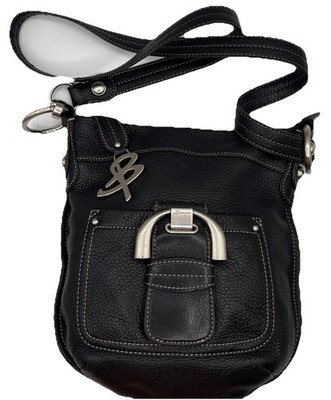 B MAKOWSKY Black Pebbled Leather Cross Body Purse Shoulder Bag CONVERTIBLE