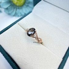 Natural Smoky Quartz Ring, Zircon Ring, 925 Sterling Silver, Engagement Ring