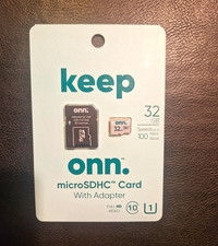 onn. 32GB MicroSDHC Class 10 High Speed Waterproof Card w/ SD Adapter