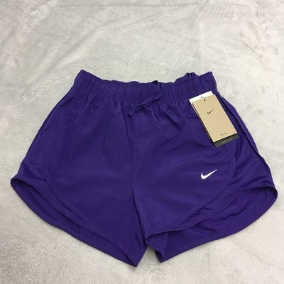 Nike Shorts Womens XS Purple Tempo Mid Rise Lined Brief Training Running Swoosh
