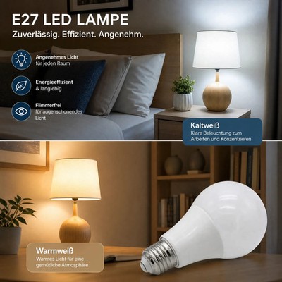 LED E27 Leuchtmittel GlühBirne 7W 10W 12W 15W 18W Warm- Neutral- Kaltweiß