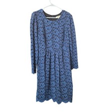 Lark & Ro Long Sleeve Midi Dress 6 Womens Black Blue Lace Work Office