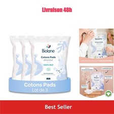 Cotons bébé Biolane 450 pads bio peaux sensibles fabriqués en France
