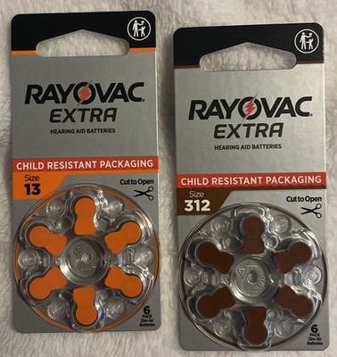 Rayovac Extra Hearing Aid Batteries Size 13 and Size 312. Free Shipping 3+ Order