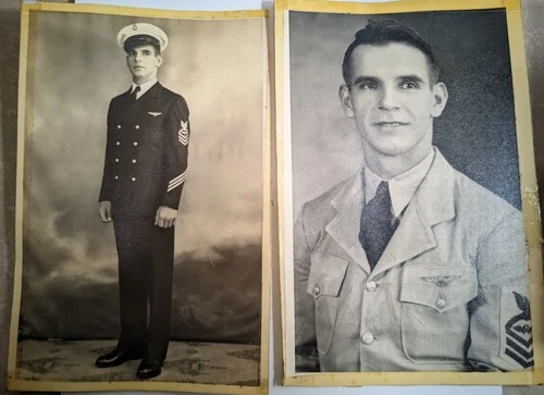 WWII US Military Sailor Portrait Photos Lot 2 3.5x5 Uniform Navy Snapshot VTG