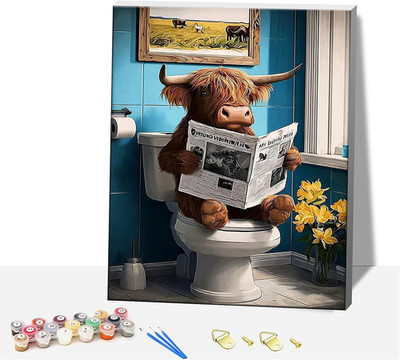 Ochse Malen Nach Zahlen Erwachsene mit Rahmen,Toilette Paint by Numbers Adults,D