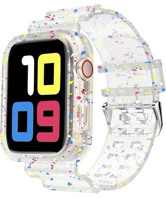 DABAOZA Compatible for Clear Apple Watch Band with Bumper Case 49mm 46mm 45mm 