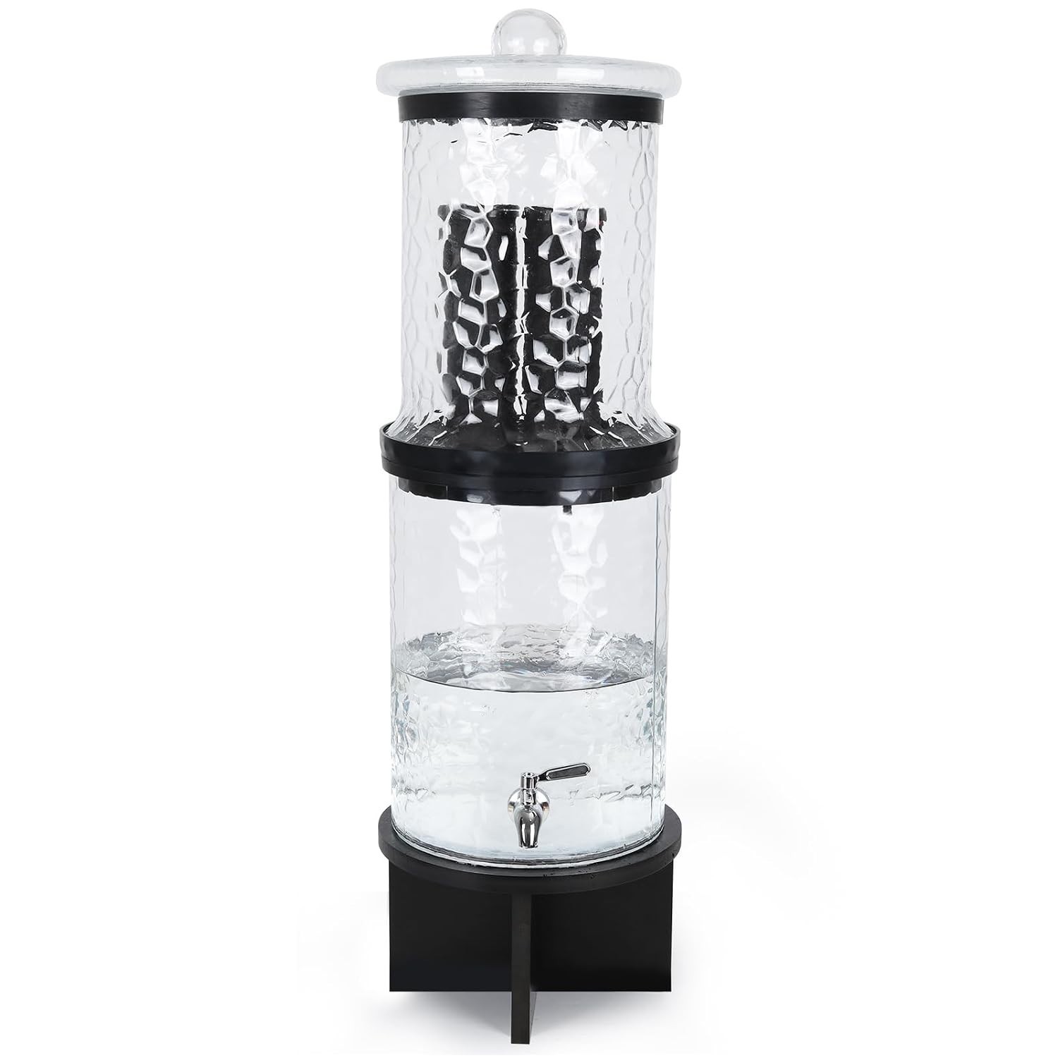 3 Gallon Glass Gravity Water Filter Purifier Countertop System w Wooden Stand