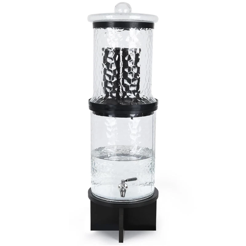 3 Gallon Glass Gravity Water Filter Purifier Countertop System w Wooden Stand