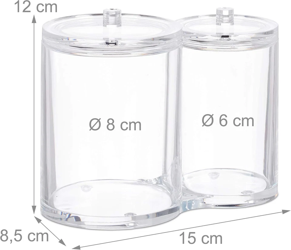 Organizer, Cotton Fioc, Doppio Contenitore per Dischetti Di Cotone, Rotondo, Con - Immagine 4 di 4