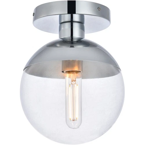 Living District LD6053C Eclipse 1 Light 8 inch Chrome Flush Mount Ceiling Light - Picture 2 of 5