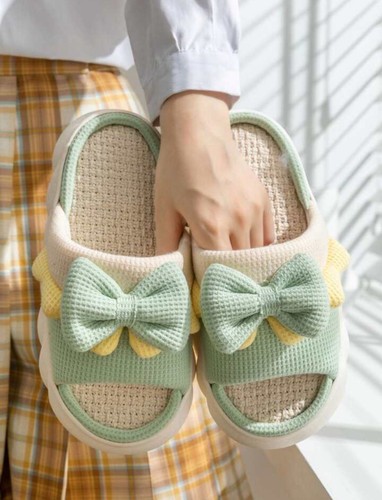 New Thick-Soled Cute Girls' Linen Slippers For Women, Four Seasons Anti-Skid - Picture 7 of 14