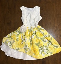 Childrens Place White Lace Yellow Flowers Girls Dress  Underskirt Size 16  Top