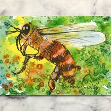 Original ACEO Watercolor Art – Honey Bee Miniature Painting, Unique Gift Ideas