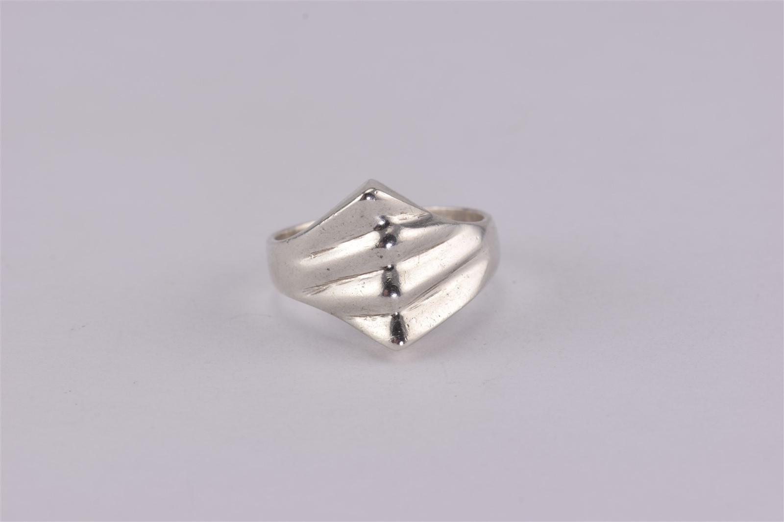 Sterling Silver Solid Modernist Ribbed Ripple Wed… - image 7