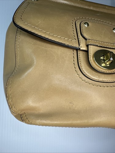VTG Coach Purse Tan Leather Willis Legacy Turn Lock Handles Crossbody Bag -READ- - Picture 8 of 21