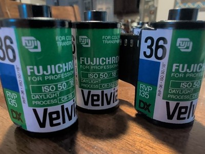 Fujichrome Velvia 50 Color Slide Film 35mm-36 Exposures-Expired-3 Rolls