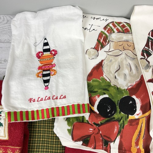 Lot of 10 Christmas Hand Towels Modern & Vintage Embroidered Printed - Picture 2 of 8
