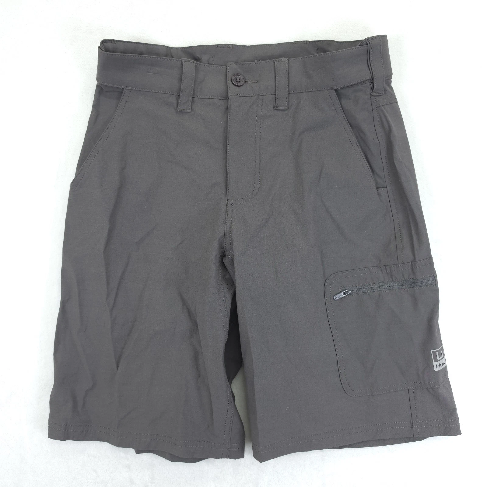 Huk Shorts Mens Small Classic Fit Fishing Hiking Cargo Pocket Lightweight Gray