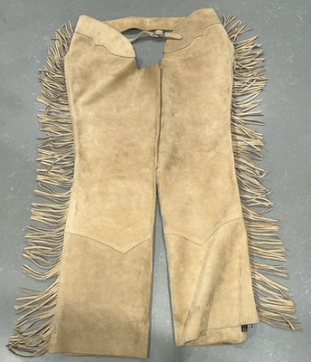 Barnstable Riding Chaps Womens L 23 Beige Suede Leather Zip Equestrian Made USA