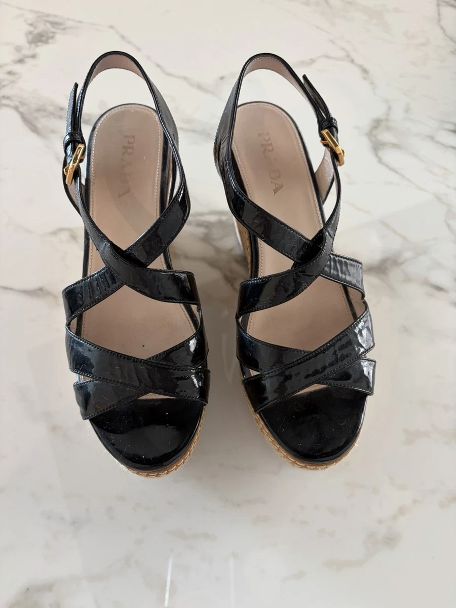 PRADA Wedge Patent Leather Upper Sandals for Women for sale | eBay