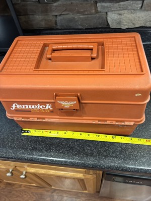 Vintage Red/Orange Fenwick Wide Body Fishing Tackle Storage Box