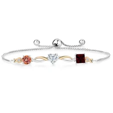 925 Silver and 10K Yellow Gold Ecstasy Mystic Topaz Moissanite Garnet and Lab