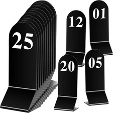 25 Pcs Table Numbers 1-25 Acrylic Tent Restaurant Cards,Black