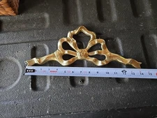 Solid Brass Bow Ribbon Swag Wall Mount Hanging Decor Vintage Large 14"