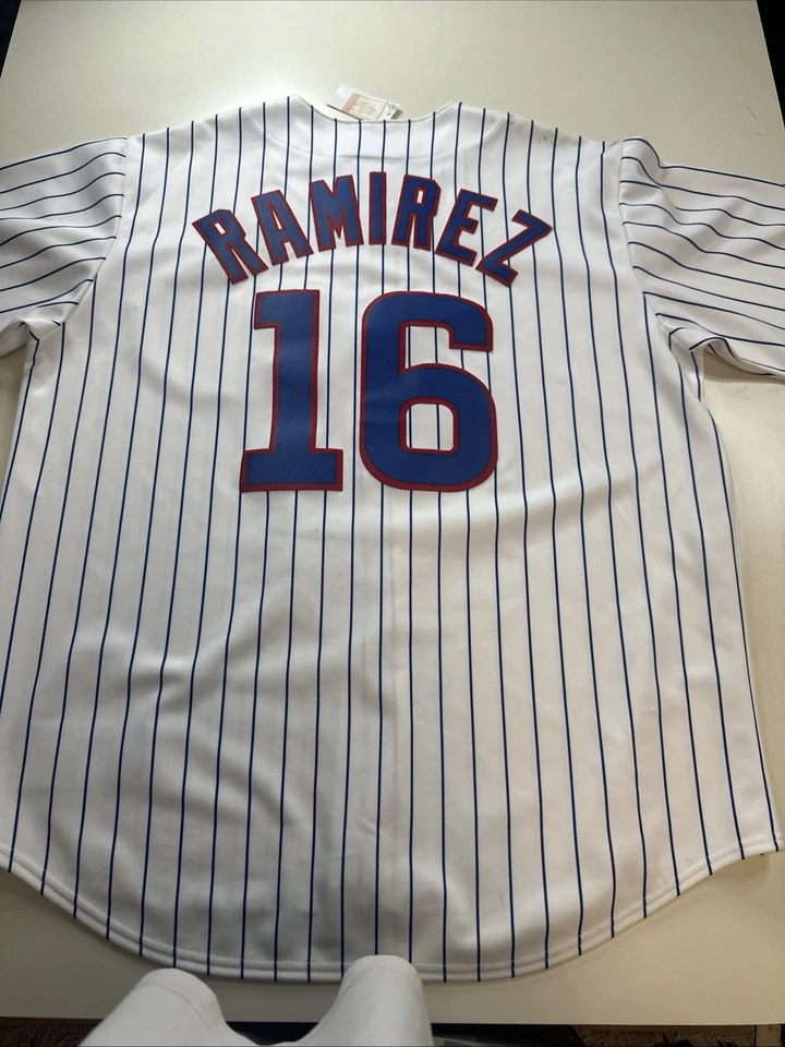 Chicago Cubs Majestic Ramirez 16 Jersey Mens XL White Pinstripe MLB - Image 4 of 4