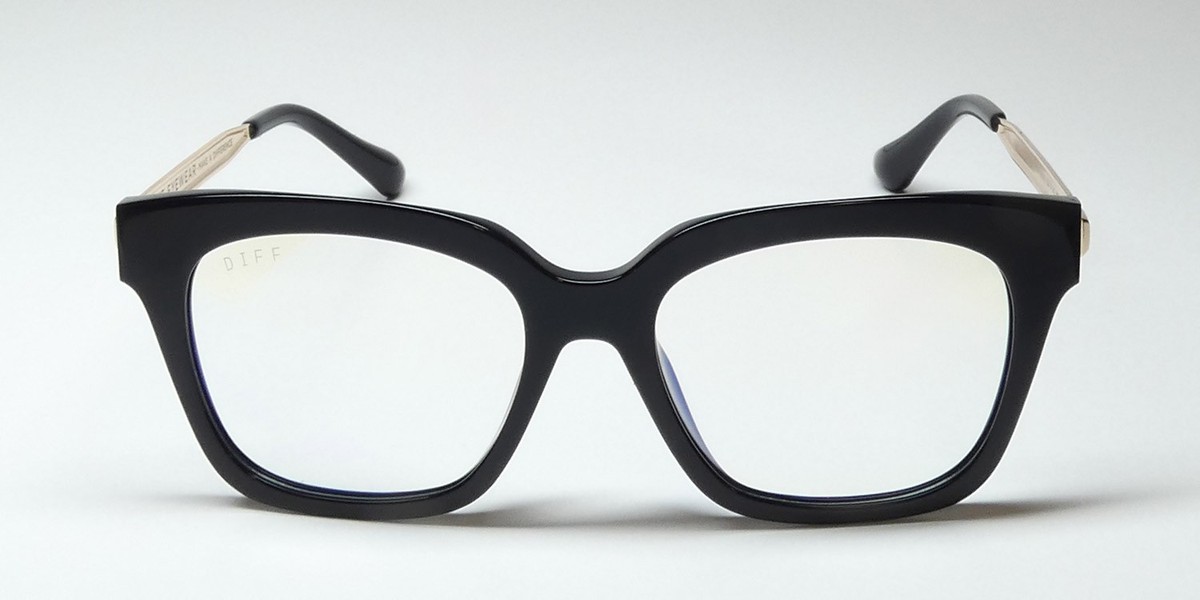 NEW DIFF BELLA BLUE LIGHT LENS EYEWEAR FULL-RIM BLACK BK 50-17-142 SQUARE WOMENS View 3